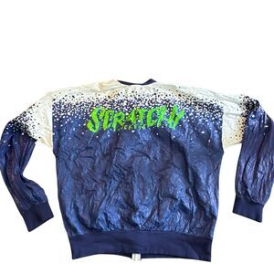 Vintage LESLIE JORDAN Scratch Tickets zip jacket Size: XL White And Blue Mens
